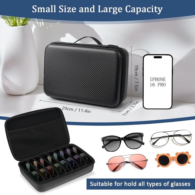 Vecxoty Travel Sunglasses Organizer​,​ Hard Shell​ Sunglass Case Adjustable Slots for Multiple ​Sunglass Eyeglass Case - Image 5
